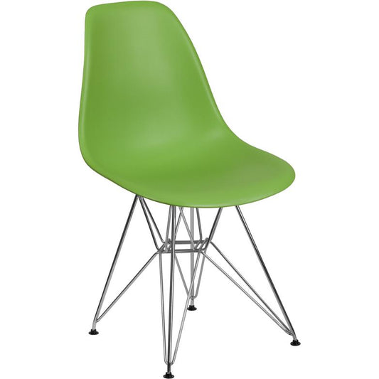 Elon Series Green Plastic Chair with Chrome Base