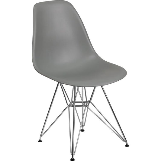 Elon Series Moss Gray Plastic Chair with Chrome Base