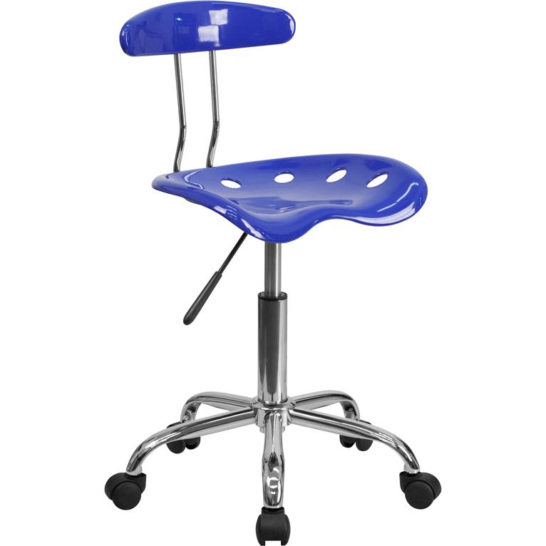 Vibrant Nautical Blue and Chrome Swivel Task Office Chair with Tractor Seat