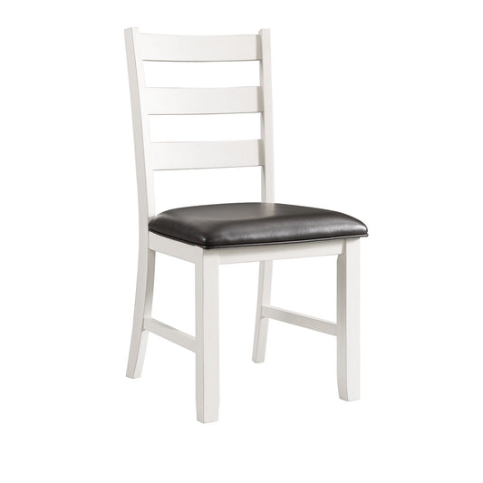 Martin Dining Side Chair with Black PU – White F
