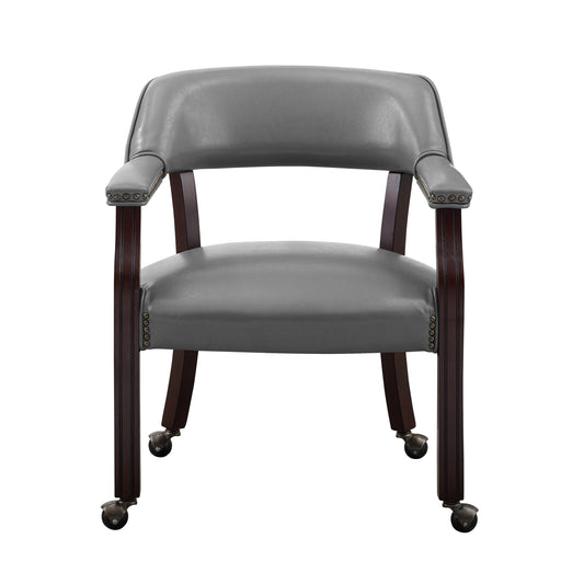 Seren Medium Cherry Gray Arm Chair with Casters