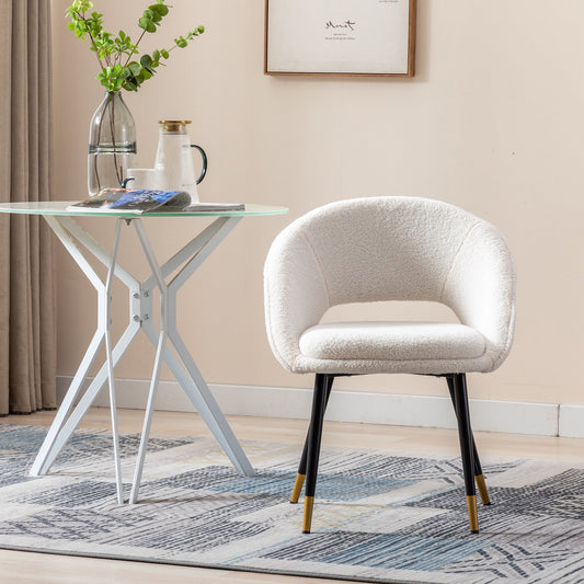 Modern Short Fur Upholstered Dining Chair with Metal Legs