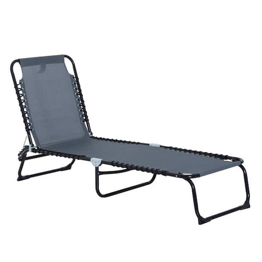Chaise Lounge Reclining Sling Beach Chair 3-Position, Grey